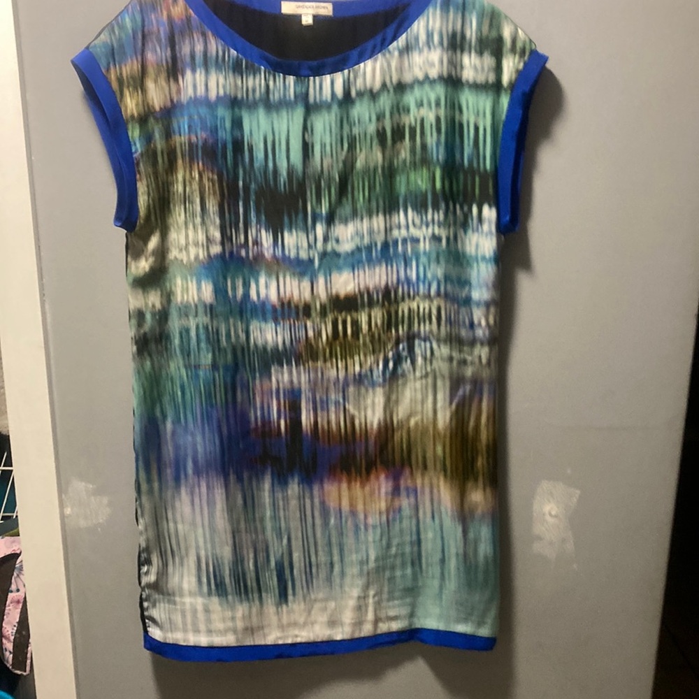 Lavender Brown, blue and black pattern dress